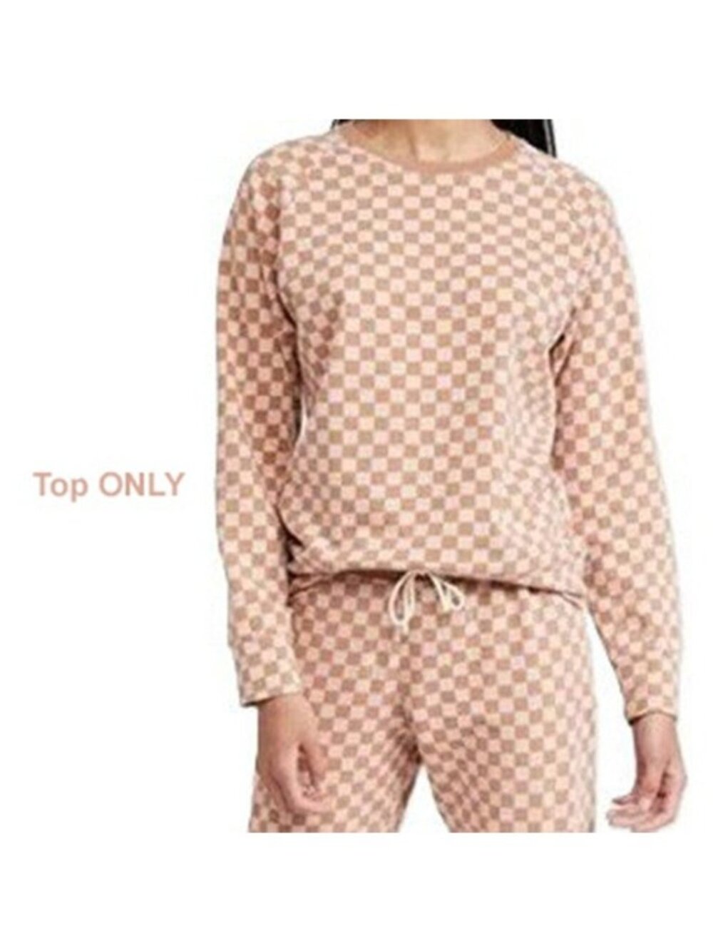 Splits59 Women's Tilda Checkerboard Sweatshirt Pink Brown Y2K Streetwear XS
